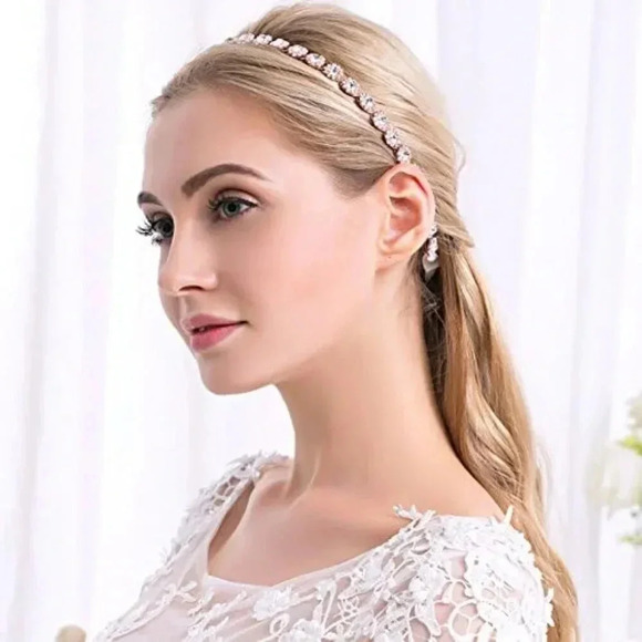 ❤️Women Gold Crystal Wedding Headband Bridal Headpiece  Hair Accessories - Picture 5 of 7